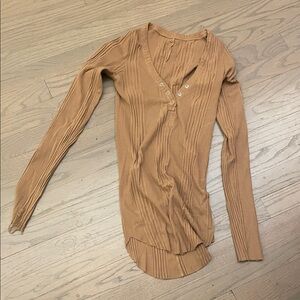 NSF Indie Front Snap Henley- Garmentory Ribbed Long Sleeve Top